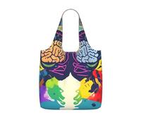 NImongt Left And Right Brain Advantage Print Women Men Foldable Reusable Shopping Lightweight Tote Bag Weekend Travel Gym Beach