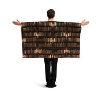 NImongt Library Bookshelf Book Print Flag With Sleeve Cape Adults Themed Costume Accessory For Sports Games Outdoor