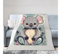 NImongt Lovely Koala Print Breathable Flannel Blanket Lightweight Skin Friendly Conditioning Blanket For Bed