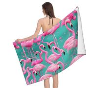 NImongt Lovely Pink Flamingos Print Colorful Bath Towel 52 x 32 in Sandproof Quick Dry Lightweight Towel for Adults
