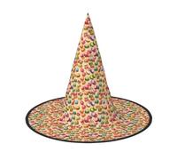 NImongt Macaron Biscuit Flavored Print Unisex Halloween Witch Hat For Teens Parties Carnivals And Cosplay Costume Cap