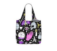 NImongt Magic Witch Witchcraft Bohemian Drawing Print Women Men Foldable Reusable Shopping Lightweight Tote Bag Weekend Travel Gym Beach