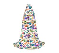 NImongt Many Colorful Cartoon Dinosaurs Print Teens Kids And Adults Hooded Cloak Wizard Gothic Robe Carnival Halloween Cosplay
