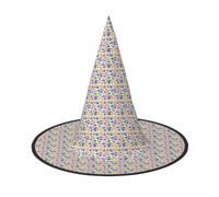 NImongt Many Colorful Cartoon Dinosaurs Print Unisex Halloween Witch Hat For Teens Parties Carnivals And Cosplay Costume Cap