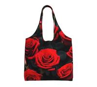 NImongt Many Red Rose Print Unisex Oversized Canvas Tote Bag Reusable Lightweight Shoulder Handbag Shopping