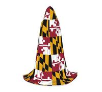 NImongt Maryland State Flag Print Teens Kids And Adults Hooded Cloak Wizard Gothic Robe Carnival Halloween Cosplay