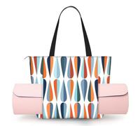 NImongt Mid Century Modern Retro with Drop Shapes Print Women Yoga Bag One Shoulder Tote Lightweight Travel Workout Casual Shopping