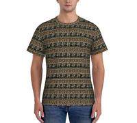 NImongt Native American Patterns Print Summer Men's Short Sleeve T-Shirt Everyday Wear Soft Stretch Casual Fashion Apparel Black
