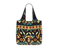 NImongt Native American Patterns Print Women Men Foldable Reusable Shopping Lightweight Tote Bag Weekend Travel Gym Beach