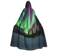 NImongt Northern Lights Painting Print Adult One Size Hooded Cloak Cosplay Halloween Carnival Christmas Theme Costume