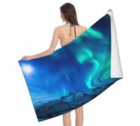 NImongt Northern Lights Print Colorful Bath Towel 52 x 32 in Sandproof Quick Dry Lightweight Towel for Adults