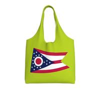 NImongt Ohio State Flag Print Unisex Oversized Canvas Tote Bag Reusable Lightweight Shoulder Handbag Shopping