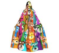 NImongt Oil Cute Schnauzer Dogs Print Halloween Hooded Comfortable Cloak Adult Fulllength For Medieval Cosplay Costumes