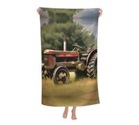 NImongt Old Tractor Photoes Farm Print Summer Needs Oversized Adult Beach Towel 32 x 52 in Soft Quick Dry Lightweight