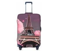 NImongt Paris Street Eiffel Tower Pink Floral Print Suitcase Cover Universal Elastic Luggage Accessory Holiday Beach Business Travel