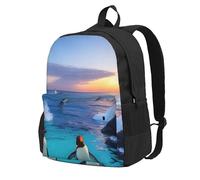 NImongt Penguin And Sea Print Adult Backpack Water-Resistant Large Capacity For Hiking Camping Commuting Picnics