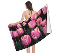 NImongt pink and tulips print Print Colorful Bath Towel 52 x 32 in Sandproof Quick Dry Lightweight Towel for Adults