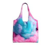 NImongt Pink Cotton Candy Print Unisex Oversized Canvas Tote Bag Reusable Lightweight Shoulder Handbag Shopping