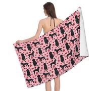 NImongt Pink Poodles Dogs Print Colorful Bath Towel 52 x 32 in Sandproof Quick Dry Lightweight Towel for Adults