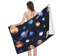 NImongt Planets Stars and Milky Way Galaxy Print Colorful Bath Towel 52 x 32 in Sandproof Quick Dry Lightweight Towel for Adults