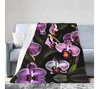 NImongt Purple Orchids Print Print Breathable Flannel Blanket Lightweight Skin Friendly Conditioning Blanket For Bed