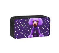 NImongt Purple Poodle Polka Dots Print Unisex Pen Case Large-Capacity Stationery Accessory Office Travel Organizer Pouch