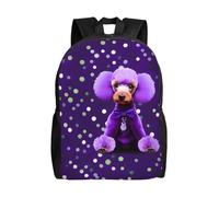 NImongt Purple Poodle Polka Dots Print Waterproof Backpack Unisex Travel Work Outdoor Daypack Business Trips Daily Use