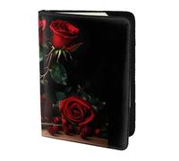 NImongt Red Rose and Wine Romantic Lovers Decor Print Stylish Passport 5.5in Travel Document for Men Women Business Leisure Trips Wallet