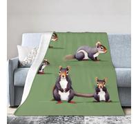 NImongt Red Squirrel Print Breathable Flannel Blanket Lightweight Skin Friendly Conditioning Blanket For Bed