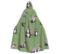 NImongt Red Squirrel Print Unisex Hooded Cloak Costume Robe For Cosplay Carnival Witch Theme Party Supplies