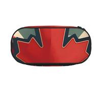 NImongt Retro Canada Flag Pattern Print Stylish Pencil Bag Pen Case School Supplies Makeup Storage Travel Office Class Use