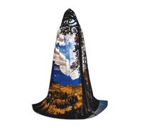 NImongt Rocky Mountain Range Print Teens Kids And Adults Hooded Cloak Wizard Gothic Robe Carnival Halloween Cosplay