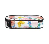 NImongt Romantic Fancy Floral Birds Butterfly Print Stylish Pencil Bag Pen Case School Supplies Makeup Storage Travel Office Class Use