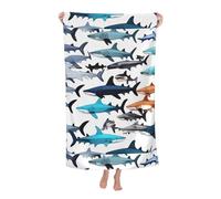 NImongt Sharks pattern Print Summer Needs Oversized Adult Beach Towel 32 x 52 in Soft Quick Dry Lightweight