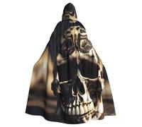 NImongt Skull Rock Roll Skeleton Bone Print Hooded Cloak Carnival Cosplay Cape Robe Festivals Outdoor Celebrations Themed Party
