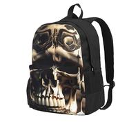 NImongt Skull Rock Roll Skeleton Bone Print Large Capacity Backpack For Adults Travel School Commuter Work Daily Use Outdoor