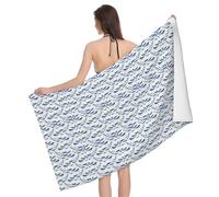 NImongt Small blue whale swimming Print Colorful Bath Towel 52 x 32 in Sandproof Quick Dry Lightweight Towel for Adults