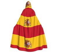 NImongt Spanish Flag Print Hooded Cloak Carnival Halloween Cosplaye | 185cm Party Performance Comic Exhibitions Wizard Vampire Costume Cape Robe