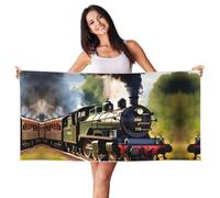 NImongt Steam Little Train Print Cute Beach Towel Lightweight Quick Dry for Summer Vacations and Poolside Relaxation