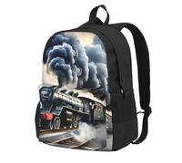 NImongt Steam Train Clouds Print Adult Backpack Water-Resistant Large Capacity For Hiking Camping Commuting Picnics