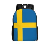 NImongt Swedish Flag Print Unisex Double Shoulder Backpack Lightweight Travel Rucksack Business Weekend Work
