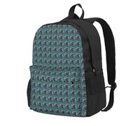 NImongt Teal Gray Rose Flower Print Adult Backpack Water-Resistant Large Capacity For Hiking Camping Commuting Picnics