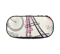 NImongt The Paris Tower and A Bicycle Print Stylish Pencil Bag Pen Case School Supplies Makeup Storage Travel Office Class Use