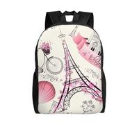 NImongt The Paris Tower And A Bicycle Print Waterproof Backpack Unisex Travel Work Outdoor Daypack Business Trips Daily Use