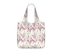 NImongt The Paris Tower And A Bicycle Print Women Men Foldable Reusable Shopping Lightweight Tote Bag Weekend Travel Gym Beach