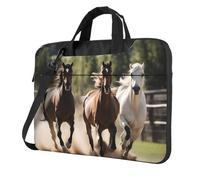NImongt Three Running Horses Print Portable Laptop Bag Messenger Handbag Commute Meeting Office Travel Shoulder Bags