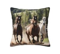 NImongt Three running horses Print Practical Throw Pillow Covers Decor All-Season Square Pillowcases Bed Living Room