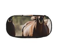 NImongt Three Running Horses Print Stylish Pencil Bag Pen Case School Supplies Makeup Storage Travel Office Class Use