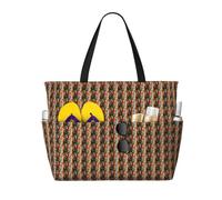 NImongt Tiger Stripes Orange Pattern Print Beach Travel Bag Foldable Tote For Vacation Outdoor Picnic Camping Daily Commute