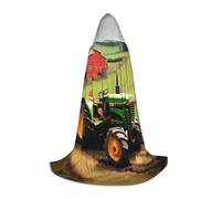 NImongt Tractor Farm Pattern Print Teens Kids And Adults Hooded Cloak Wizard Gothic Robe Carnival Halloween Cosplay
